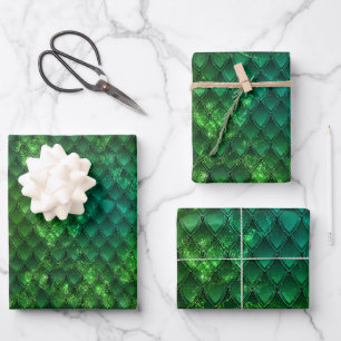 Donkere groene drakenschalen inpakpapier vel