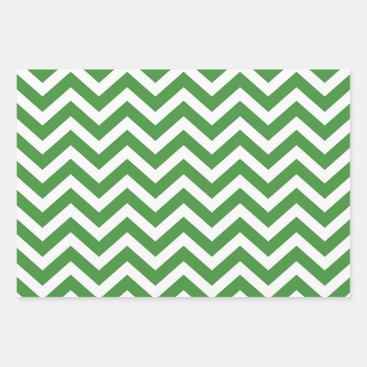 Donkere groene en witte Chevron bruiloft op zaterd Inpakpapier Vel (Voorkant 2)