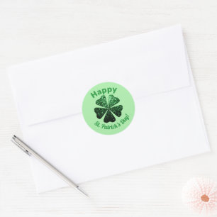 Donkere groene glitter spargel Shamrock St Patrick Ronde Sticker