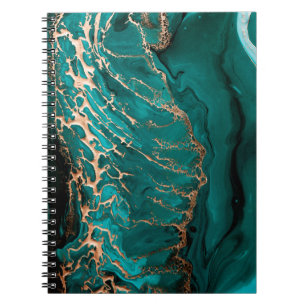 Donkere groene golven in abstracte lagen notitieboek
