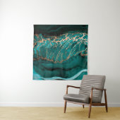 Donkere groene golven in abstracte lagen wandkleed (In Situ (horizontaal))