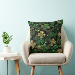 DONKERE GROENE & GOUDEN IERSE THEMA GLITTER-UITERL KUSSEN