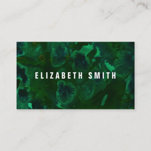 Donkere groene marmer waterverf visitekaartje (Voorkant)