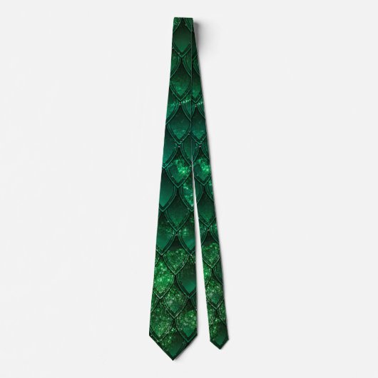 Donkere groene ombre en sparkles Drakenschalen Stropdas (Voorkant)