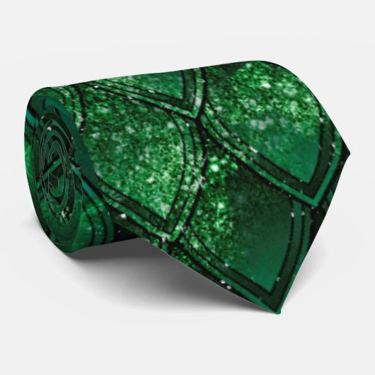 Donkere groene ombre en sparkles Drakenschalen Stropdas (Opgerold)