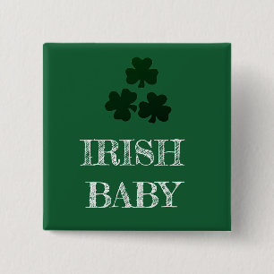 Donkere groene shamrocks vierkante button 5,1 cm