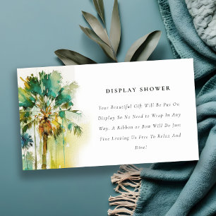 Donkere groene tropische palmboom display baby sho informatiekaartje