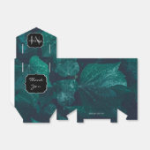 Donkere groene visblad waterdruppels Monogram Bedankdoosjes (Uitgevouwen)