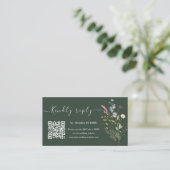 Donkere groene Waterverf Wildflower Wedding Websit Informatiekaartje (Staand voorkant)