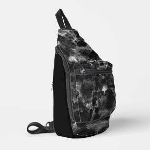 Donkere Grunge Abstract Zwarte Marmer Sling Bag