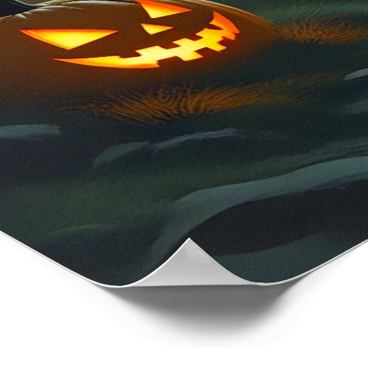 Donkere Halloween Night Spooky Graveyard Landschap Poster (Hoek)