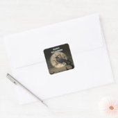 Donkere Halloween Raven in Tree Vierkante Sticker (Envelop)