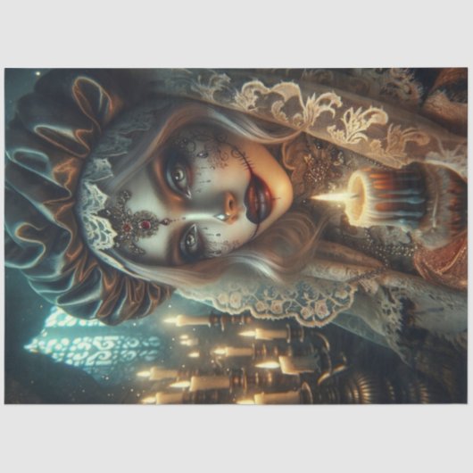 Donkere Harlekijn Vrouw Decoupage Papier (Voorkant)