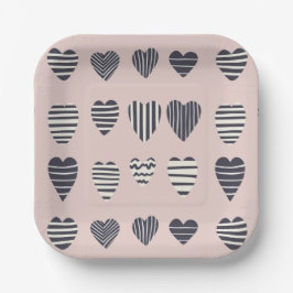 Donkere harten papieren bordje