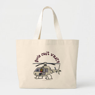 Donkere helikopterpiloot grote tote bag