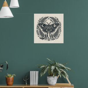 Donkere Hemel Doodshoofdvlinder Mystieke Kunst Pri Poster