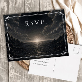 Donkere Hemelse Zilveren Folie Maan Ster Bruiloft  Feestdagen Briefkaart