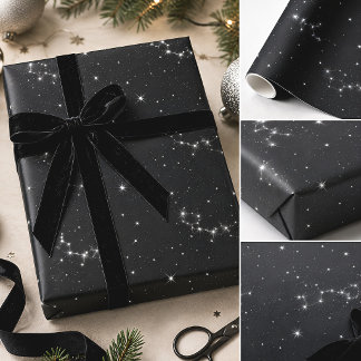 Donkere Hemelse Zilveren Sterrenbeeld Sterren Cadeaupapier