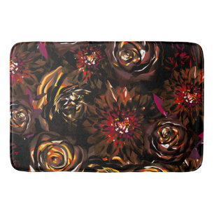 Donkere herfsttuin gloed bloemen val badmat