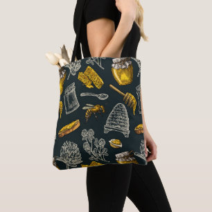 Donkere Honing Bij Bijenkorf Vintage Biologisch Na Tote Bag