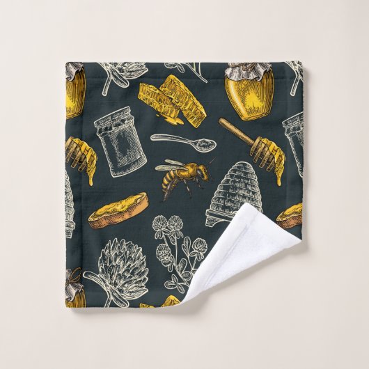 Donkere Honingbij Bijenkorf Geel Organisch Chic Bad Handdoek (Wasdoekje)