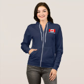 Donkere hoodie onder Canadese vlag | Canadees esdo (Voorkant volledig)