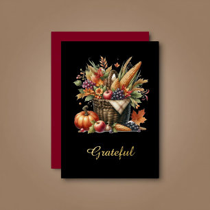 Donkere hoorn des overvloeds Thanksgiving gotische Folie Feestdagenkaart