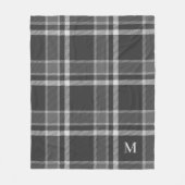 Donkere houtskool Grijze tonnen met monogram Fleece Deken (Voorkant)