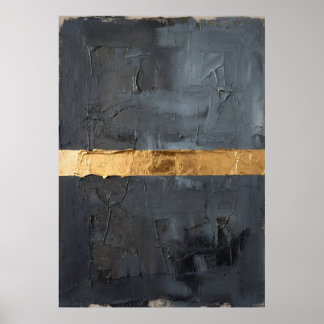 Donkere Houtskool Impasto Gouden Metalen Band Luxe Poster