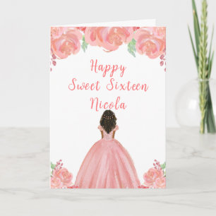 Donkere huid Princess Pink Sweet Sixteen Kaart
