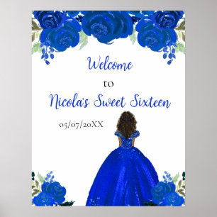 Donkere huid prinses blauw zoet zestien welkom poster