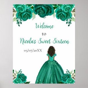 Donkere Huid Prinses Groen Sweet Sixteen Welkom Poster