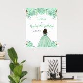 Donkere Huid Prinses Mint Bloemige Verjaardags Wel Poster (Thuiskantoor)