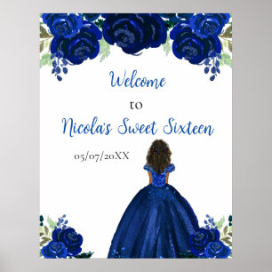 Donkere Huid Prinses Navy Blue Sweet Sixteen Welko Poster