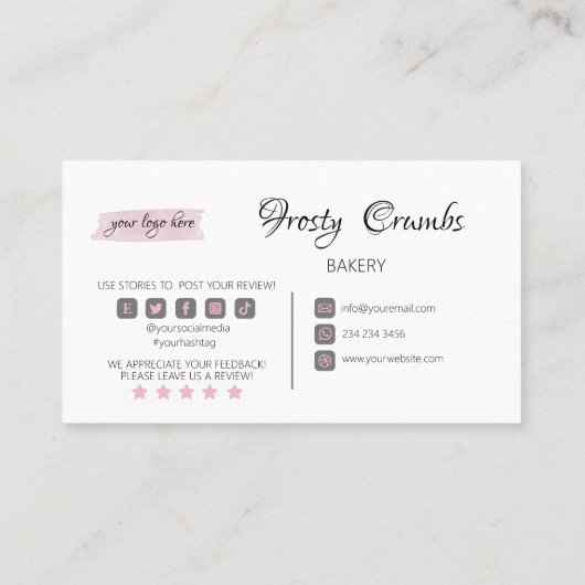 Donkere huidbakkerijbanketbakkerswaren koekjes visitekaartje (Achterkant)