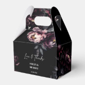 Donkere humeurige bordeaux bloemen bruiloft gunste bedankdoosjes (Voorkant Zijde)