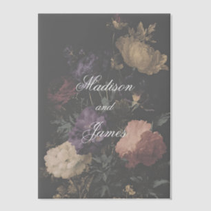 Donkere Huwelijk Romantische Sfeervolle Bloemen Sc Vellum Uitnodigingen