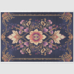 Donkere Indiase Folk Bloemendecor Demask Patroon Tissuepapier