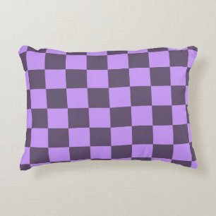 Donkere Indigo en Bleek Violet Checkerboard Accent Kussen