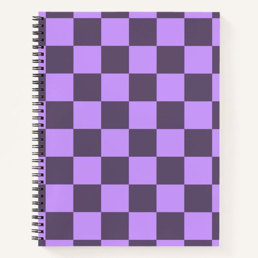 Donkere Indigo en Bleek Violet Checkerboard Notitieboek (Voorkant)