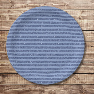 Donkere Indigo Glitter Stijl Horizontale Strepen Papieren Bordje