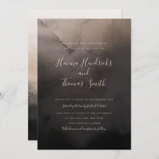 Donkere inkt bruiloft uitnodigingen (Voorkant / Achterkant)