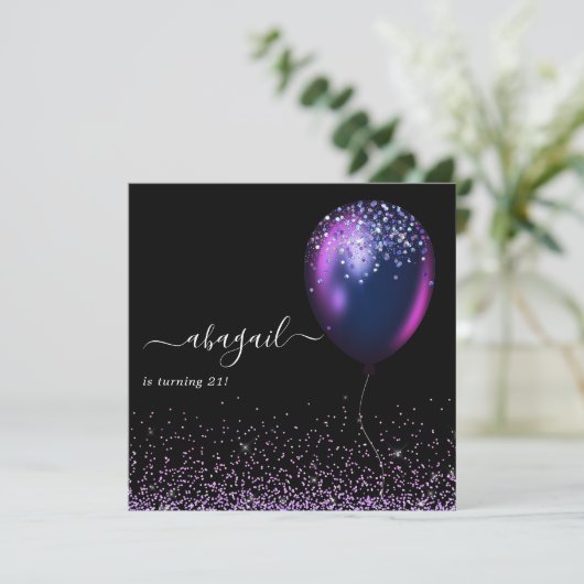 Donkere iriserende ballonnen: uitnodiging van de B (Staand voorkant)