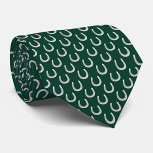 Donkere Jager Groene Hoefijzer Print Derby Heren D Stropdas
