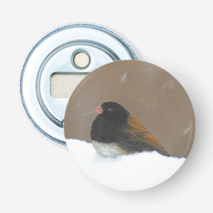 Donkere Junco-schilderijen - originele vogelkunst Button Flesopener