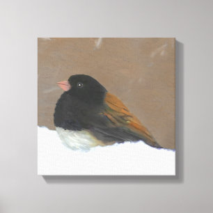Donkere Junco-schilderijen - originele vogelkunst Canvas Afdruk