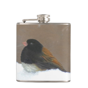 Donkere Junco-schilderijen - originele vogelkunst Heupfles
