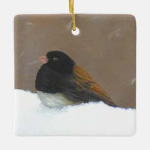 Donkere Junco-schilderijen - originele vogelkunst Keramisch Ornament