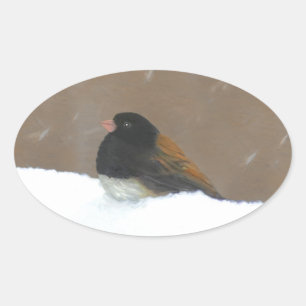 Donkere Junco-schilderijen - originele vogelkunst Ovale Sticker
