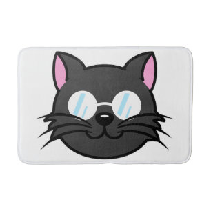 Donkere Kat Zwart Kat Grijs Kat Dragen Bril Badmat